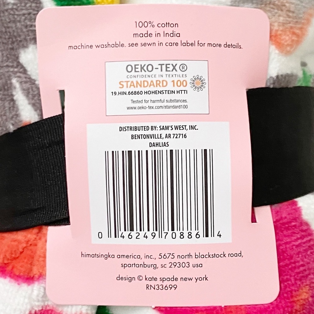 Kate Spade NY Floral Colorful Dahlias Print Oversized Beach Towel New - Picture 8 of 8
